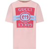 GUCCI PINK T-SHIRT FOR GIRL WITH DOUBLE G