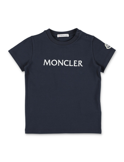 Moncler Printed Cotton Jersey T-shirt In Blue