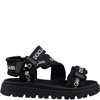 DOLCE & GABBANA BLACK SANDALS FOR GIRL WITH LOGO