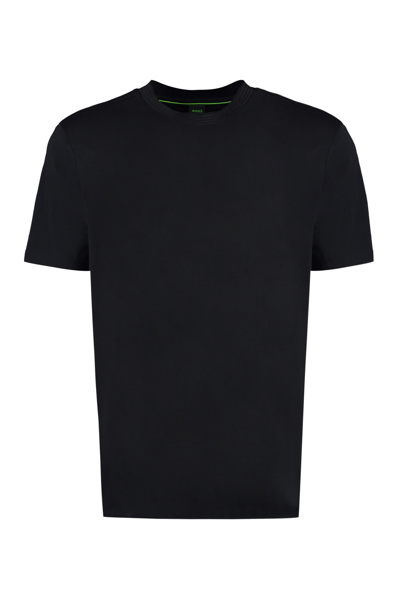 Hugo Boss Cotton Crew-neck T-shirt In Black