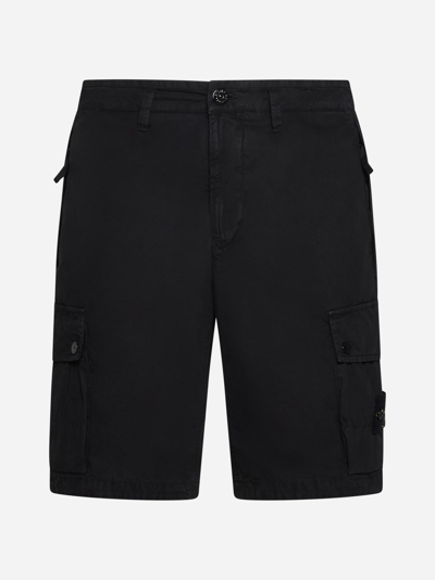 Stone Island Slim-fit Cotton Cargo Shorts In Black