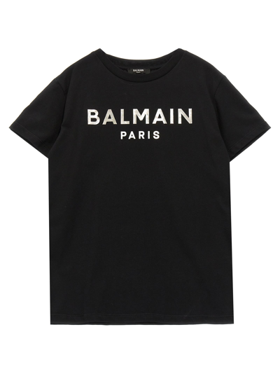 Balmain Kids' Logo Print T-shirt In Black