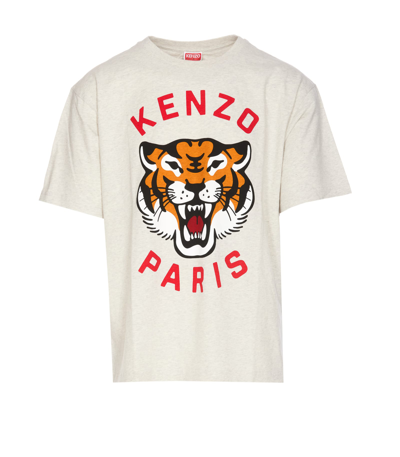 Kenzo Lucky Tiger Oversize Cotton T-shirt In Grey