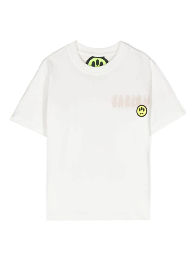 Barrow Kids' White T-shirt With  Teddy Print In Off White