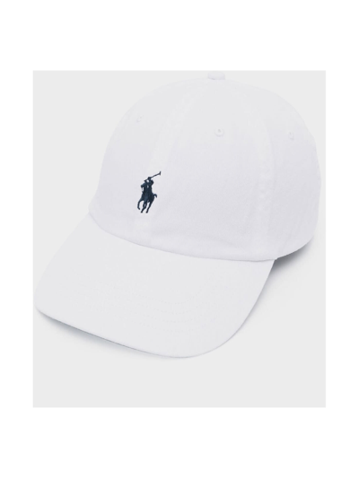 Ralph Lauren Sport Hat In White Newport Navy