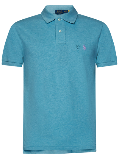 Polo Ralph Lauren Logo Embroidered Polo Shirt In Turquoise