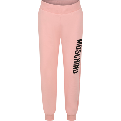 Moschino Kids' Pink Trousers For Girl With Logo