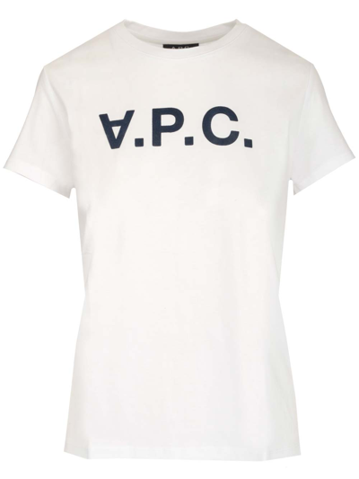 Apc White Jersey T-shirt In Blue