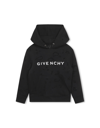 GIVENCHY BLACK HOODIE WITH LOGO AND DISTRESSED EFFECT