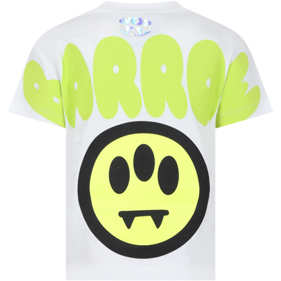 Barrow Kids' T-shirt Bianca Per Bambini Con Smile E Logo In Off White