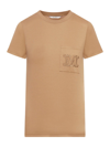 Max Mara Clay-coloured Cotton T-shirt With Logo In Cammello