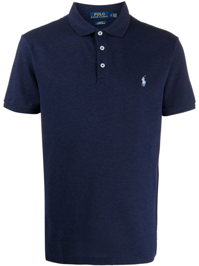 Ralph Lauren Blue Cotton Blend Polo Shirt In Spring Navy