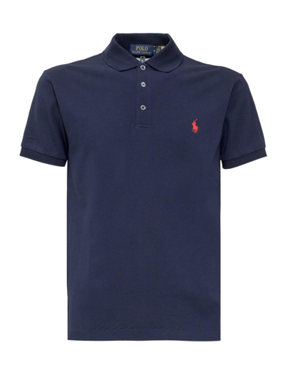 Ralph Lauren Logo Embroidered Slim-fit Polo Shirt In Refined Navy