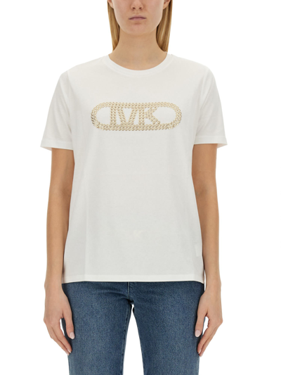 Michael Michael Kors T-shirt With Logo In Bianco