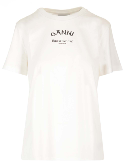 Ganni Loose Fit T-shirt In White