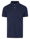 RALPH LAUREN MAN SLIM-FIT CUSTOM POLO SHIRT IN NIGHT BLUE PIQUE WITH CONTRAST PONY
