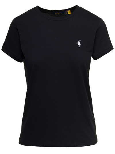 Ralph Lauren Logo Cotton T-shirt In Polo Black