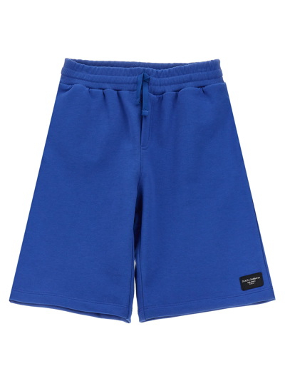 Dolce & Gabbana Kids' Logo Bermuda Shorts In Blue