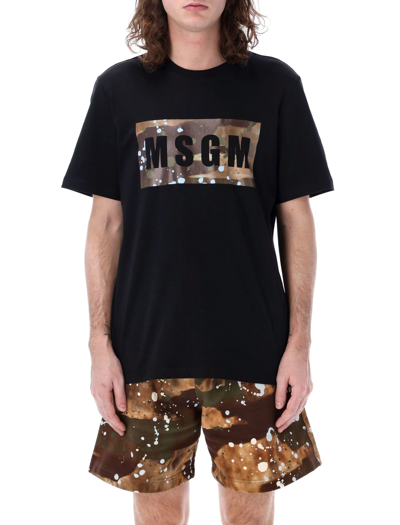 Msgm Tshirt Logo Camoiflage