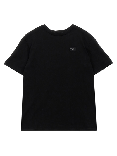 Dolce & Gabbana Kids' Logo-appliqué Cotton T-shirt In Black