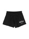 Msgm Kids' Logo-print Track Shorts In Black