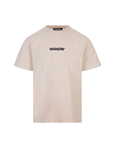 Barrow Dove T-shirt With Front And Back Logo Print In Bianco