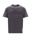 Golden Goose Logo Distressed Cotton Jersey T-shirt In Grigio
