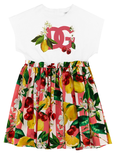 Dolce & Gabbana Kids' Logo-print Flared Dress In Variante