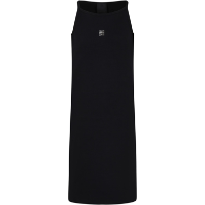 GIVENCHY BLACK DRESS FOR GIRL WITH METAL LOGO