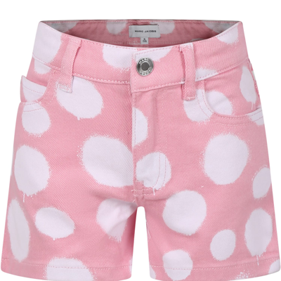 Marc Jacobs Kids' Pink Shorts For Girl With All-over Polka Dots In Rosa