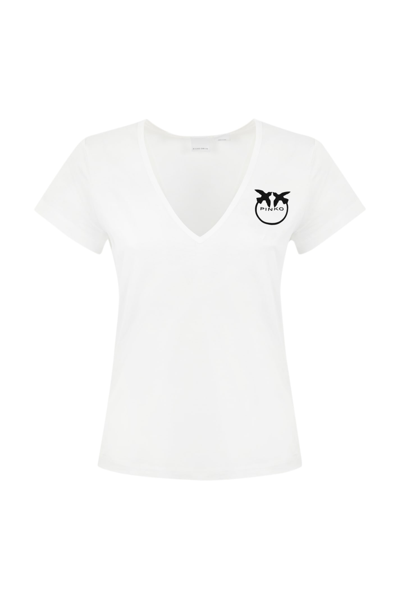 Pinko Turbato T-shirt With Logo In Bianco