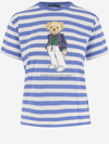 Polo Ralph Lauren Polo Bear Striped Cotton Tee In Blue/white