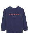 Balmain Blue Sweatshirt For Kids With Logo In Air Force Blue