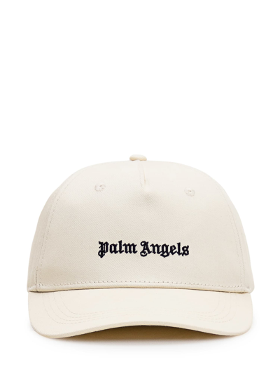 Palm Angels Logo Cap In Off White-black