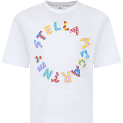 Stella Mccartney Kids' White T-shirt For Girl With Multicolor Logo