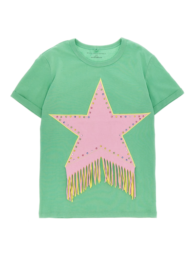 Stella Mccartney Kids Teen Girls Green Cotton Star T-shirt
