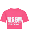 MSGM FUCHSIA T-SHIRT FOR GIRL WITH LOGO