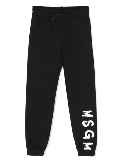 Msgm Kids' Pantaloni Con Logo In Black