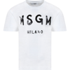 MSGM WHITE T-SHIRT FOR KIDS WITH LOGO