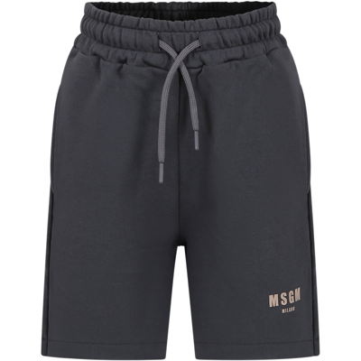 Msgm Grey Shorts For Boy With Logo