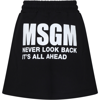 MSGM BLACK SKIRT FOR GIRL WITH LOGO AND WRITING