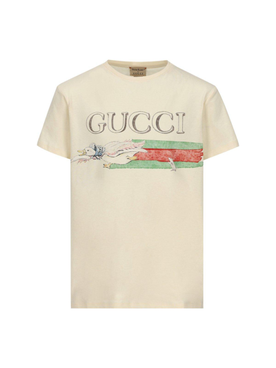Gucci Kids Logo Printed Crewneck T In White
