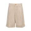 Balmain Bermuda Con Pieghe In Crema