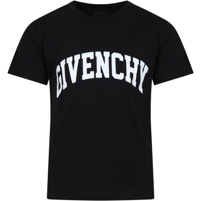 Givenchy Kids' Logo印花棉t恤 In Black