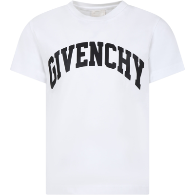Givenchy Kids' White T-shirt For Boy With Logo In Bianco