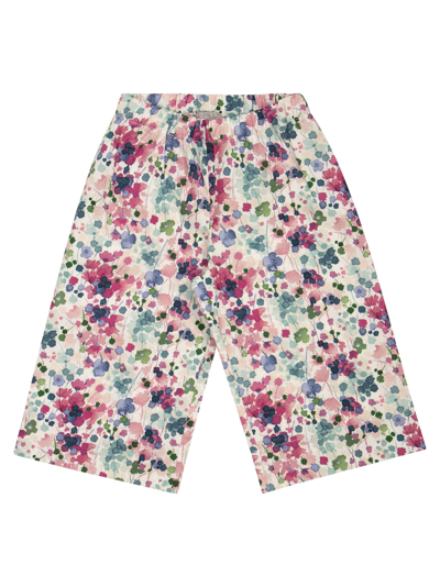 Il Gufo Kids' Floral Cotton Trousers In Brown