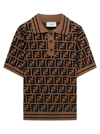 Fendi Teen Boys Brown Logo Knitted Polo Shirt