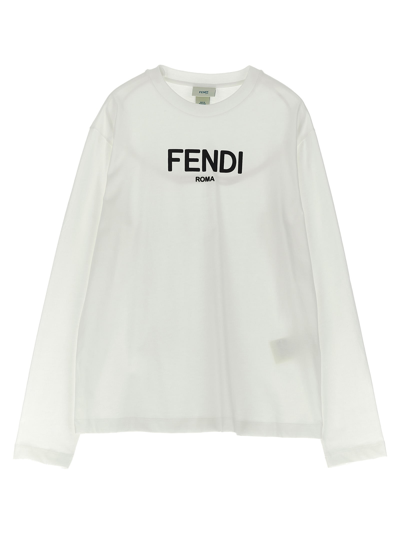 Fendi Kids' Logo T-shirt In White