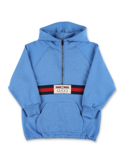 Gucci Kids House Web Logo Patch Long In Avio