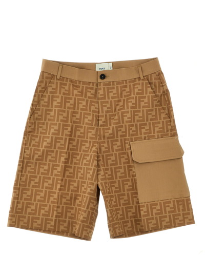 Fendi Kids' Ff Bermuda Shorts In Beige